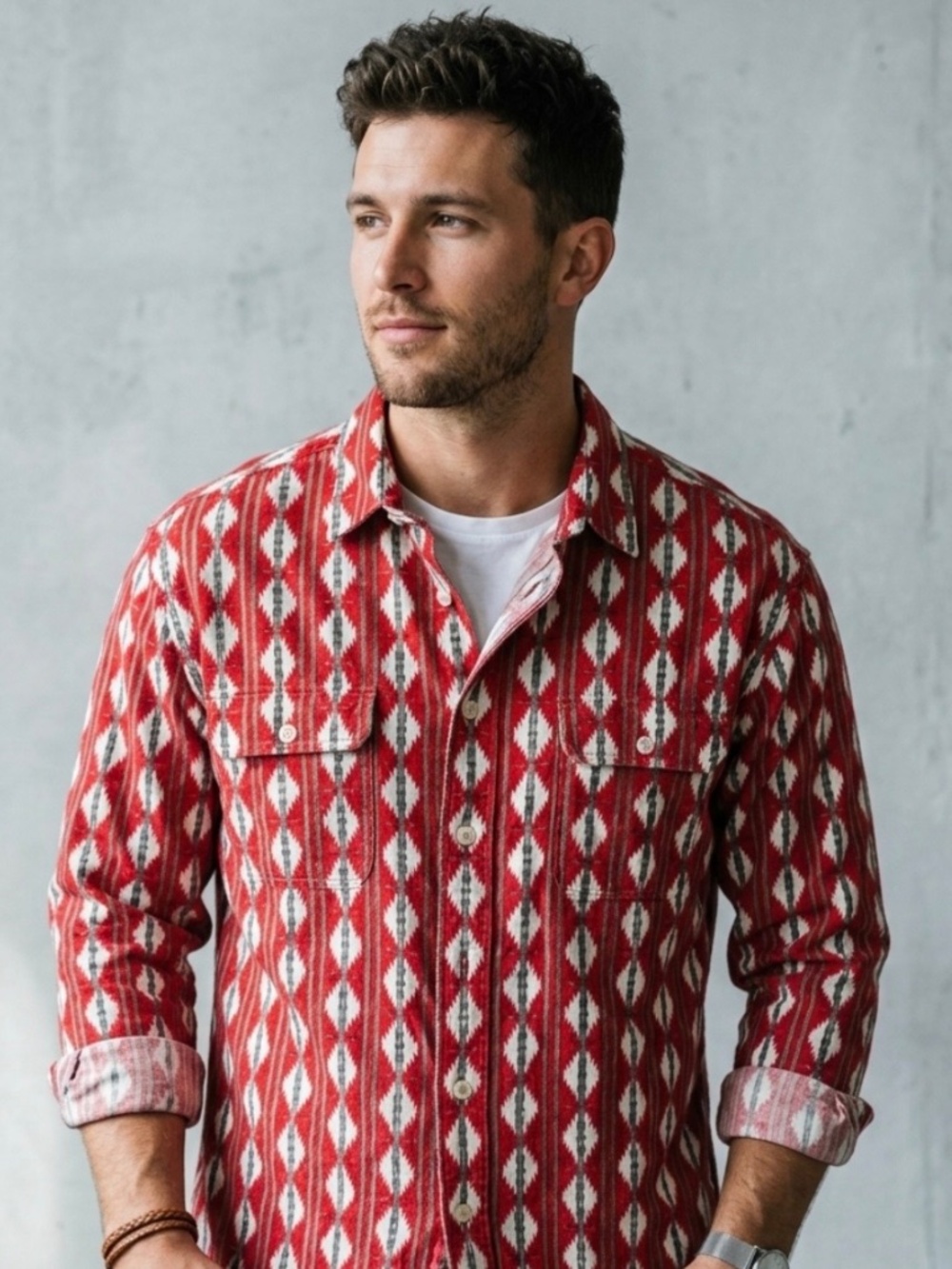 Daniel Cremieux Geometric Southwest Ikat Diamond Pattern Shirt XXL Westerncore